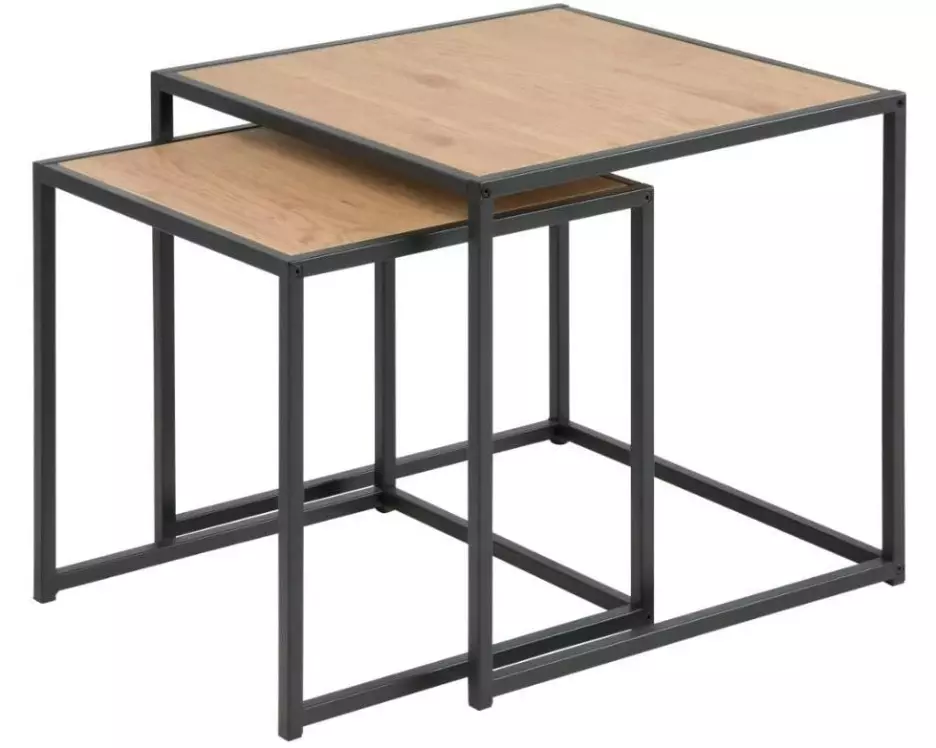 AC Design Beistelltisch Seaford 2 Stück, Nature/Schwarz