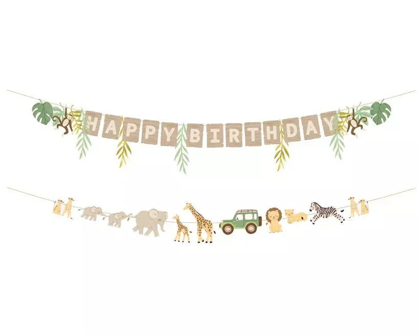 Partydeco Banner Happy Birthday Safari 180 cm