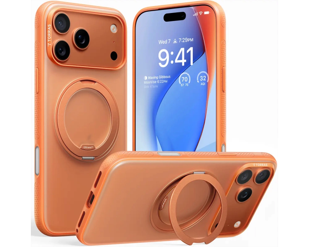 Torras Ostand R Fitness Schutzhülle, iPhone 17 Pro, MagSafe, orange