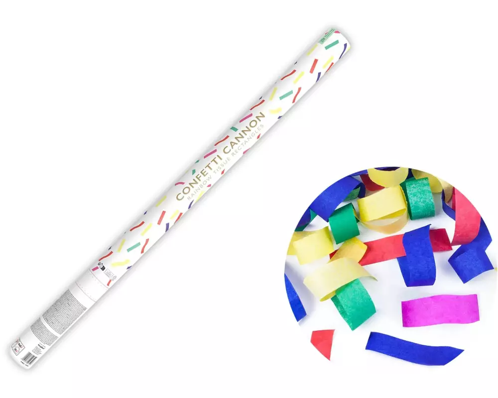 Partydeco Konfettikanone Streifen farbig, 80 cm