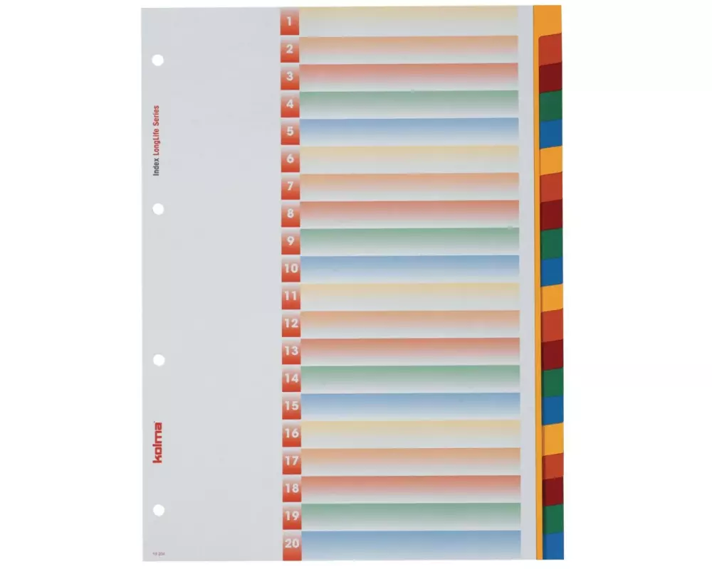 Kolma Register A4 LongLife 1-20 Farbig