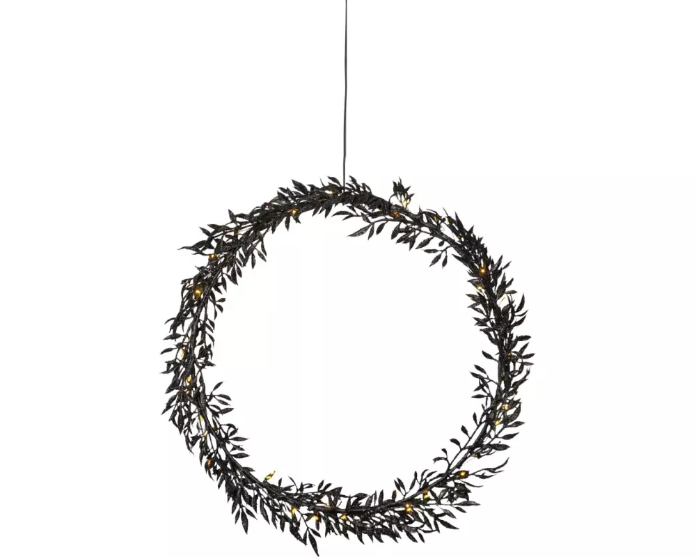 Star Trading LED-Weihnachtskranz Elegant, 50 LEDs, Ø 44 cm, Schwarz
