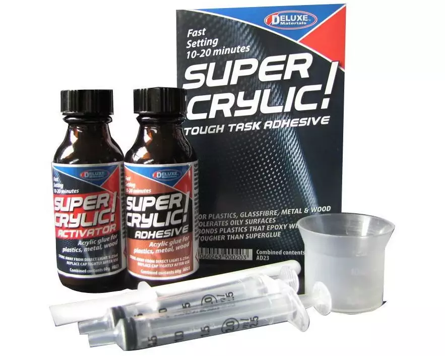 Deluxe Materials Modellbauklebstoff Super Crylic Set 1 Stück, Transparent