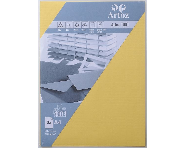 ARTOZ Papier 1001 A4 107796142 220g, lichtgelb 5 Blatt