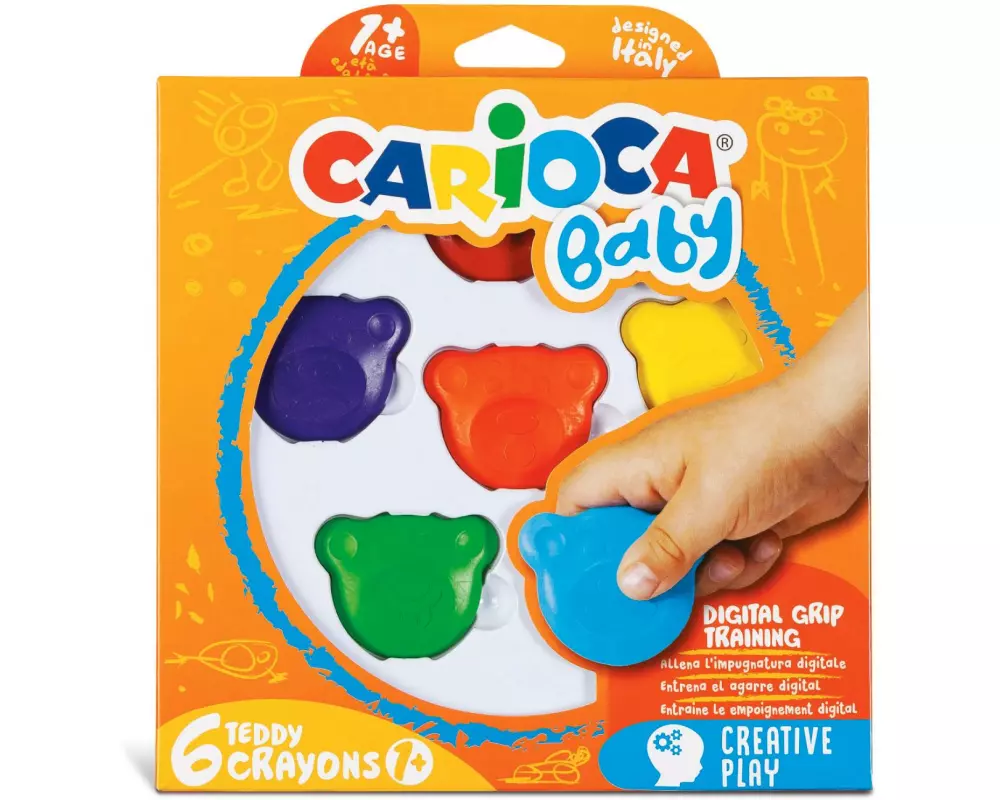 Carioca Wachsmalstifte Baby Teddy Mehrfarbig, 6 Stück