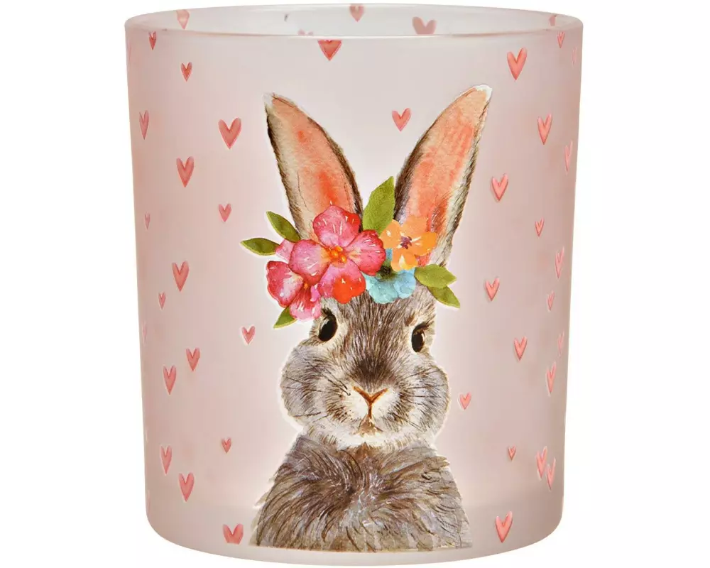 G. Wurm Windlicht Hase 10 cm, Mehrfarbig