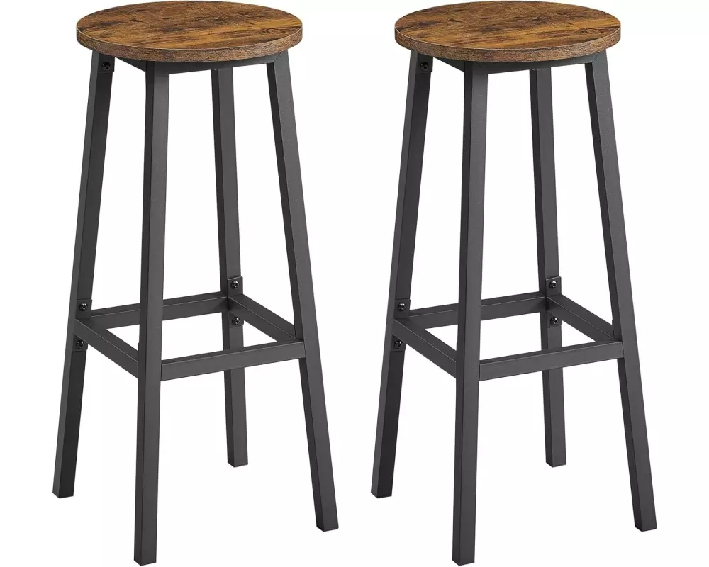 VASAGLE Barhocker Barhocker 2er Set, Schwarz/Braun
