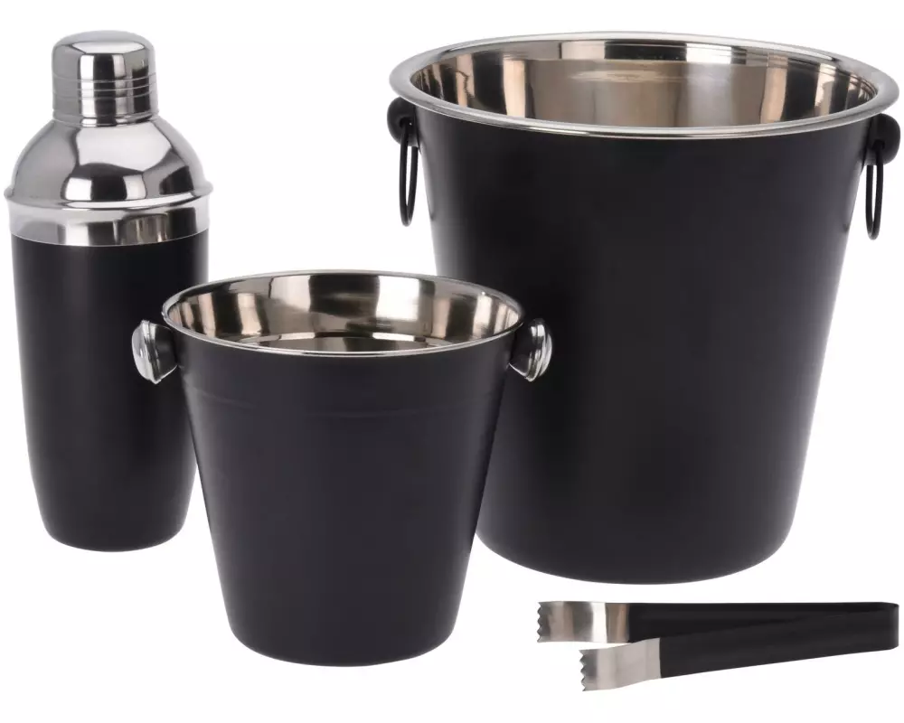 FURBER Flaschenkühler und Drink Mixer Set 4-teilig, Schwarz matt