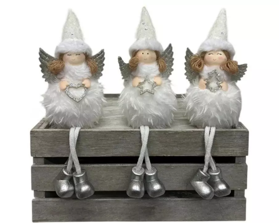 Dameco Weihnachtsfigur Engel 3-er Set, Weiss