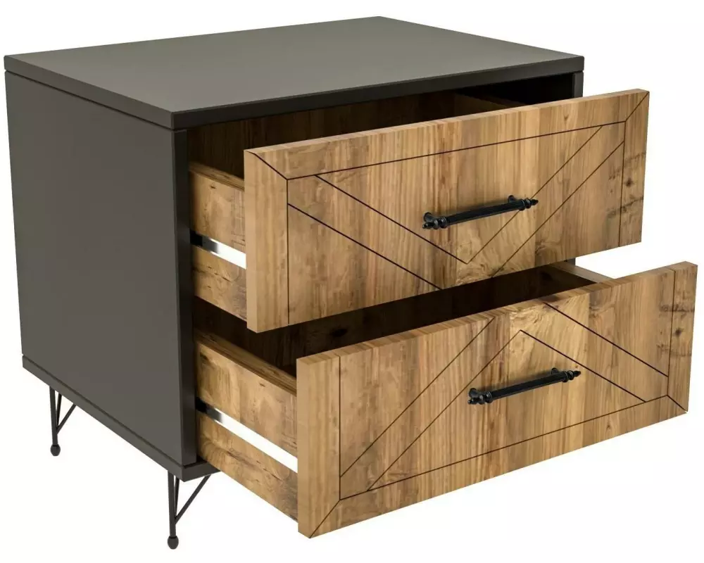 Woody Fashion Nachttisch Felicita 50 x 55 cm, Braun/Schwarz