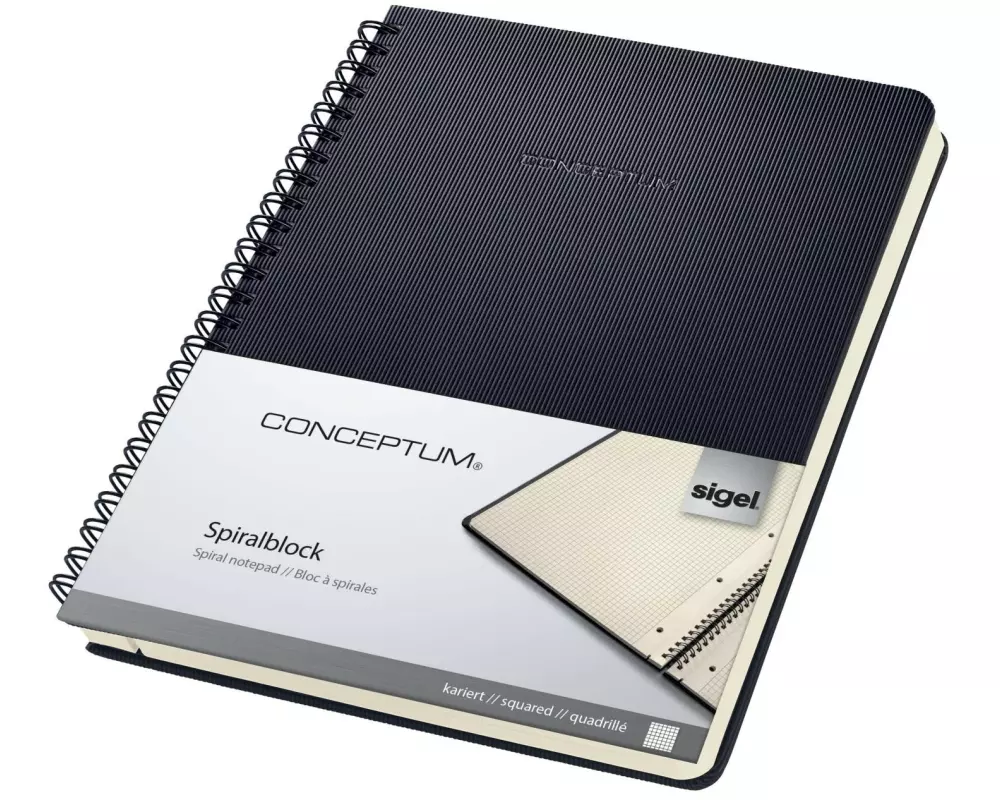Sigel Spiralblock A5 160 Blatt, Kariert, Schwarz