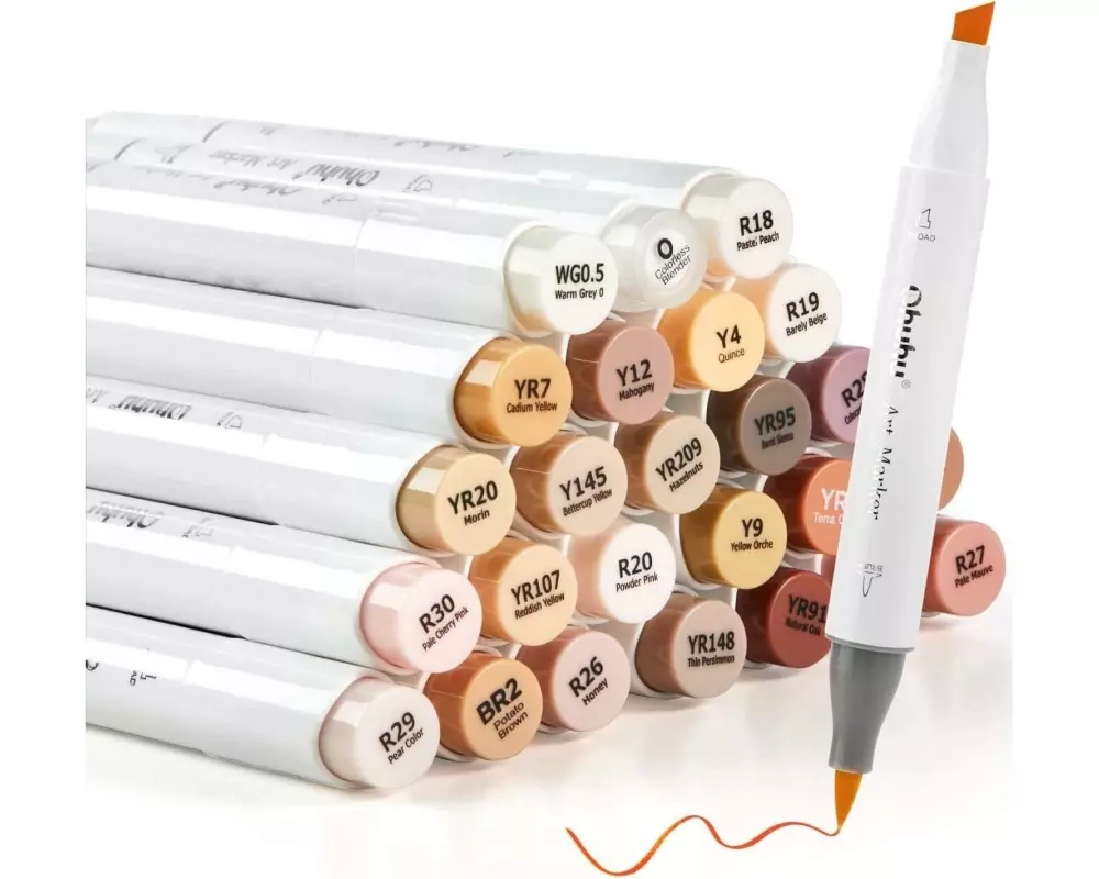 Ohuhu Honolulu Kunstmarker Hautfarben, 24 Stück