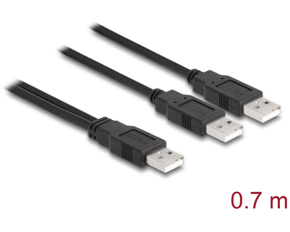 Delock USB 2.0-Y-Kabel Typ-A zu 2 x Typ-A 70 cm USB-A - USB-A 0.7 m