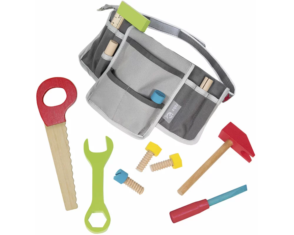 roba Kinder-Werkzeuggürtel ink. Tasche & 11teiligem Holzwerkzeugset