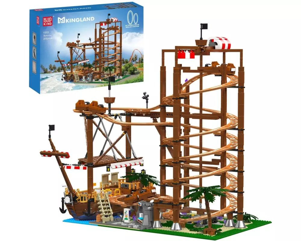 Mould King Double Helix Rollercoaster mit Elektroantrieb