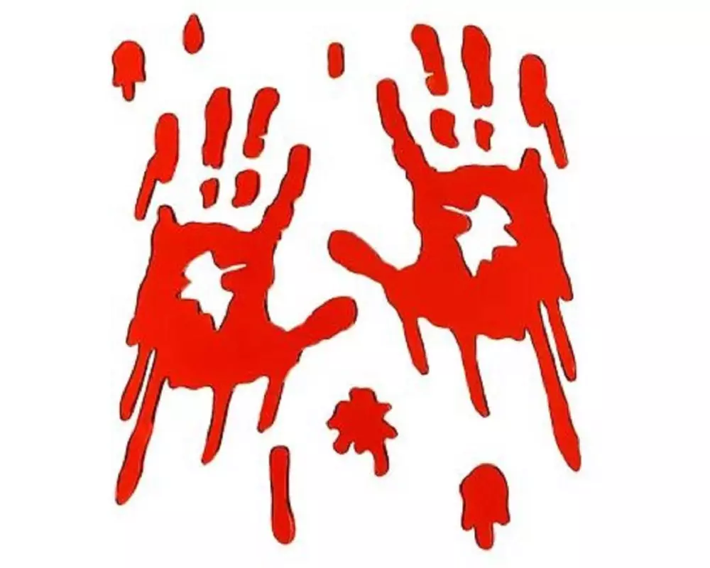 Partydeco Gel-Aufkleber Blutige Hände, Rot