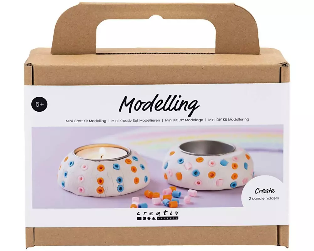 Creativ Company Bastelset Modellieren Teelichthalter Mehrfarbig