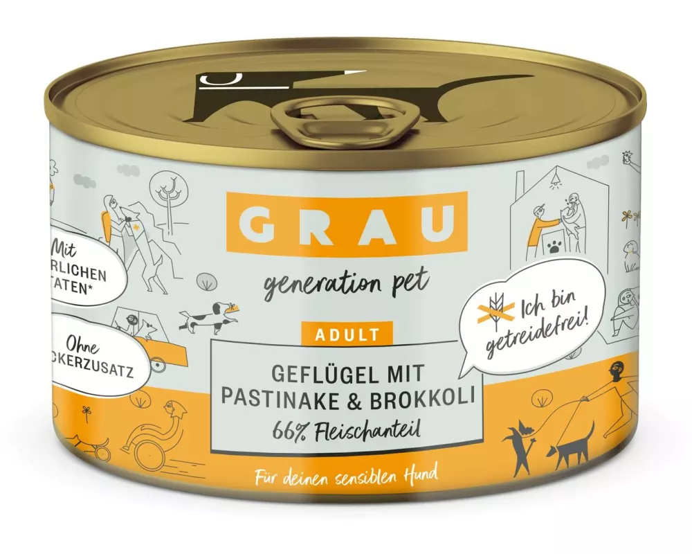 Grau Nassfutter Geflügel, Pastinake, Brokkoli 200 g