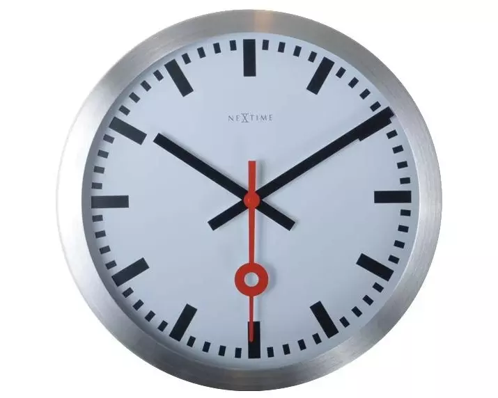 NeXtime Wanduhr Station Stripe Ø 19 cm Weiss