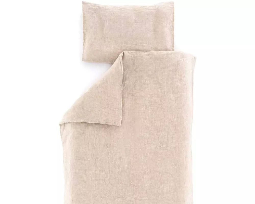 Träumeland Bettwäsche Musselin beige 100 x 135 cm + 40 x 60 cm