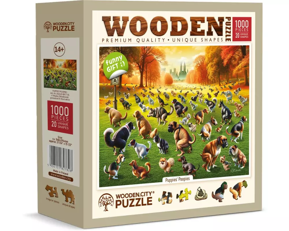 Wooden City Holz-Puzzle Puppies Poopies XL 1000 Teile