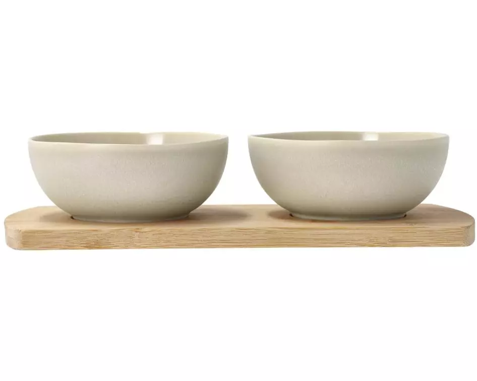 Villa Collection Bambus Tablett mit 2 Schälchen Shoku Beige