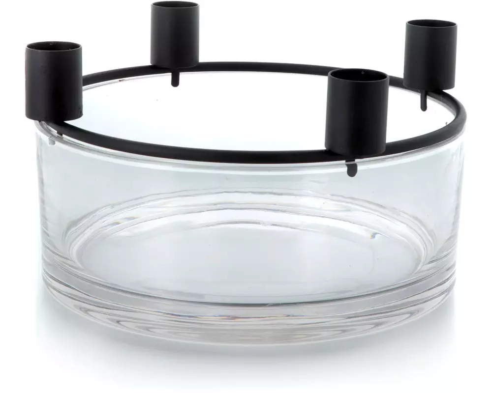 balthasar Kerzenhalter Modern Schwarz/Transparent