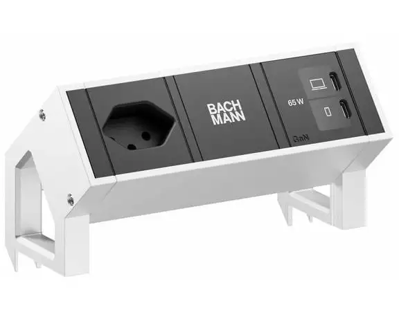 Bachmann Tischsteckdosenleiste DESK2 1xT13 1xUSB C/C 65W 0.2m INOX