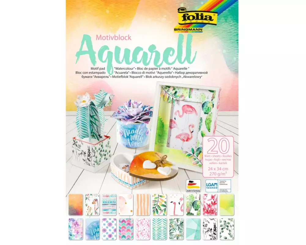 Folia Motivblock Aquarell, 24 x 34 cm 20 Blatt