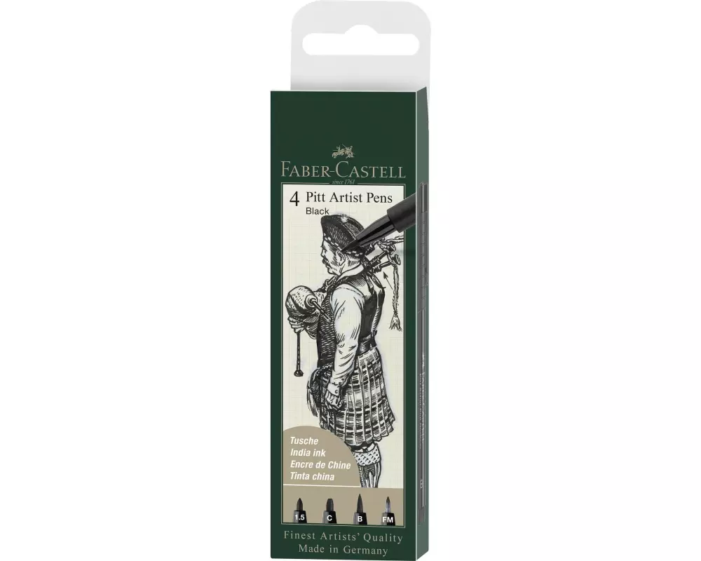 Faber-Castell Tuschestift PITT Artist Pen Black, 4 Stück