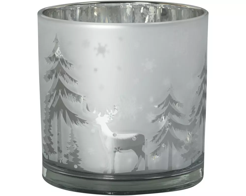 COCON Windlicht Wald, Silber, 15 x 15 cm