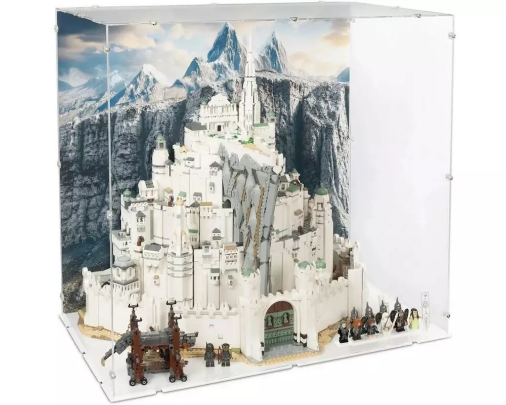 iDisplayit Acryl-Display LEGO 11377 Minas Tirith mit Hintergrundbild