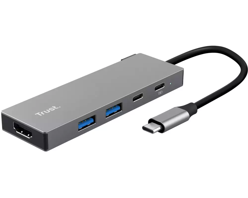 Trust Dockingstation Dalyx Multiport Adapter USB-C, 5-in-1, Grau