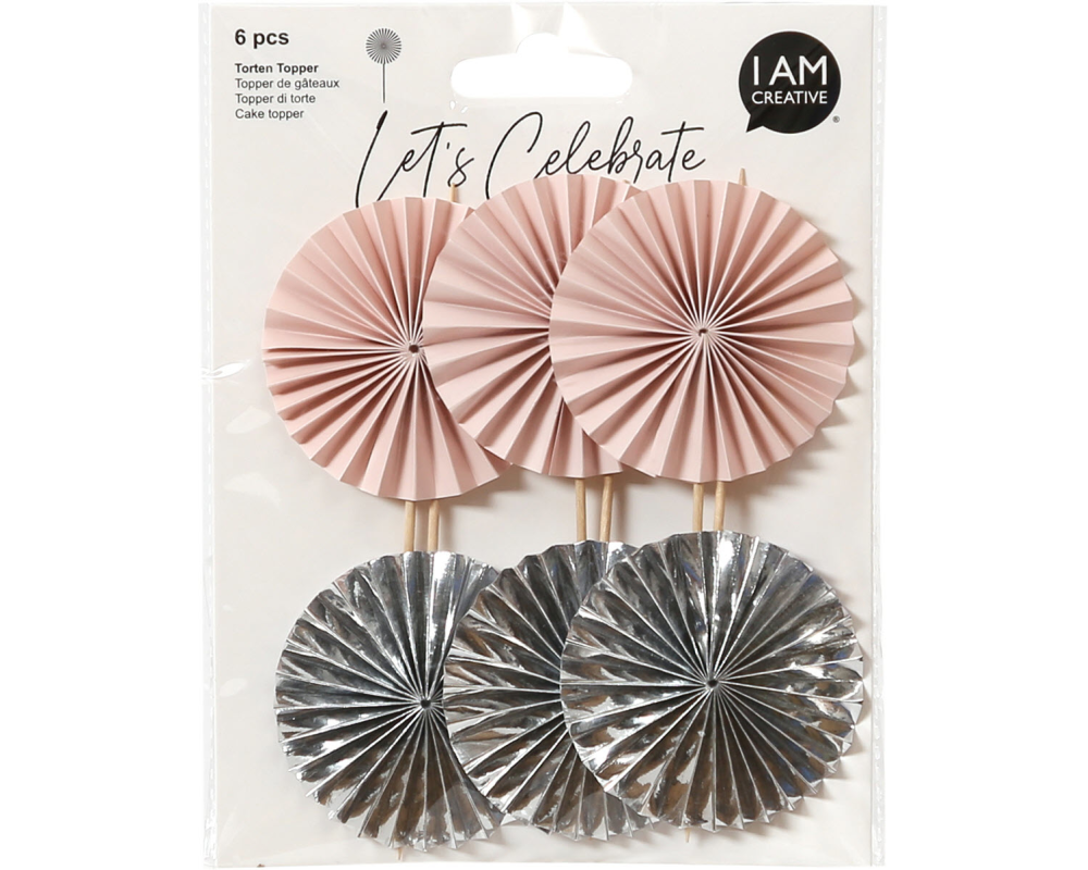 I AM CREATIVE Fächer Picker, rosa, silber 6010.944 6 Stück