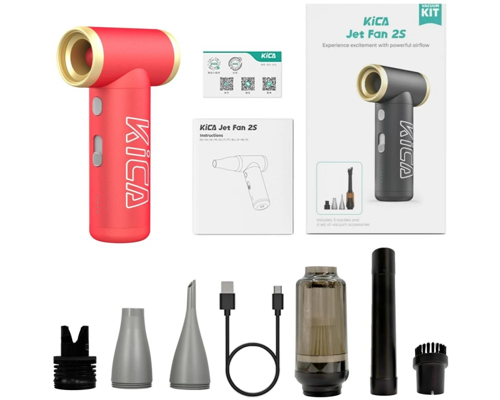 KiCA Jet Fan 2S Vacuum Kit mit Staubsaugadapter Rot