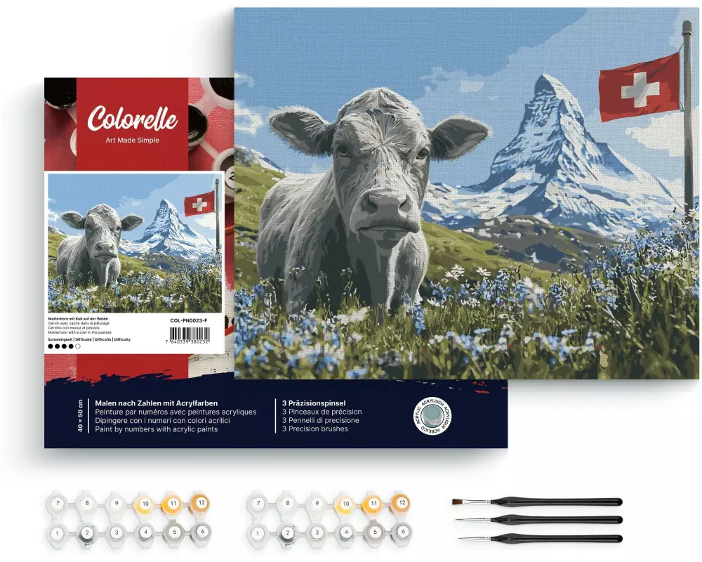 Colorelle Malen nach Zahlen Matterhorn mit Kuh auf der Weide