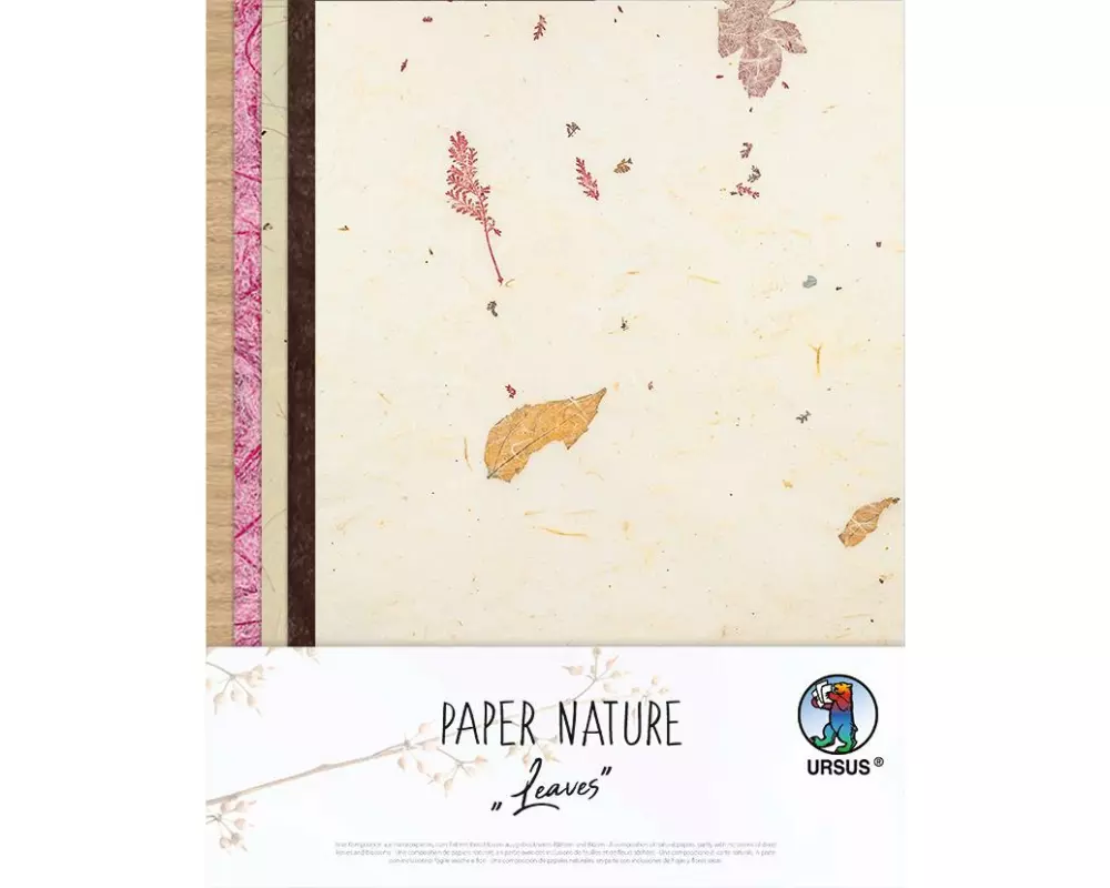 URSUS Bastelpapier Natur Leaves 23 x 33 cm, 35 g/m², 1 Stück, Mehrfarbig