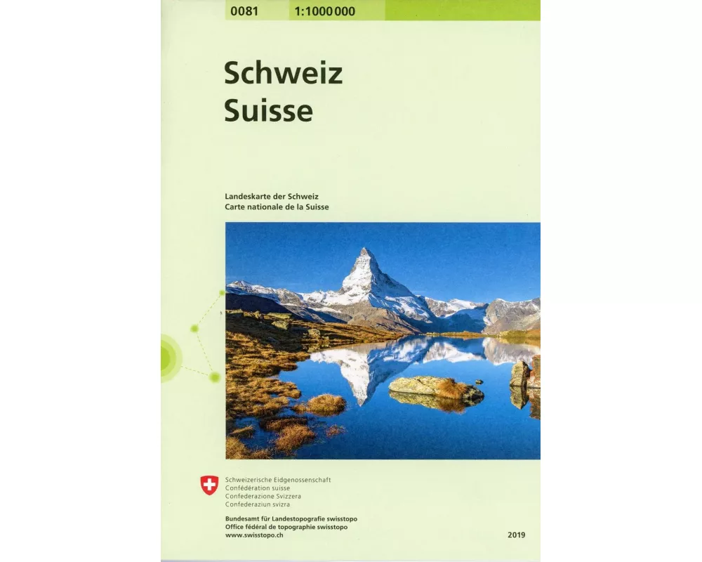 Landeskarte der Schweiz mit umliegenden Ländern. Gefalzt