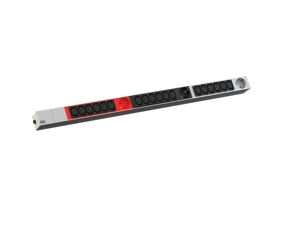 BACHMANN IT PDU ALU 1HE 18x C13 3x Schutzkontakt CEE 3x 16A rot