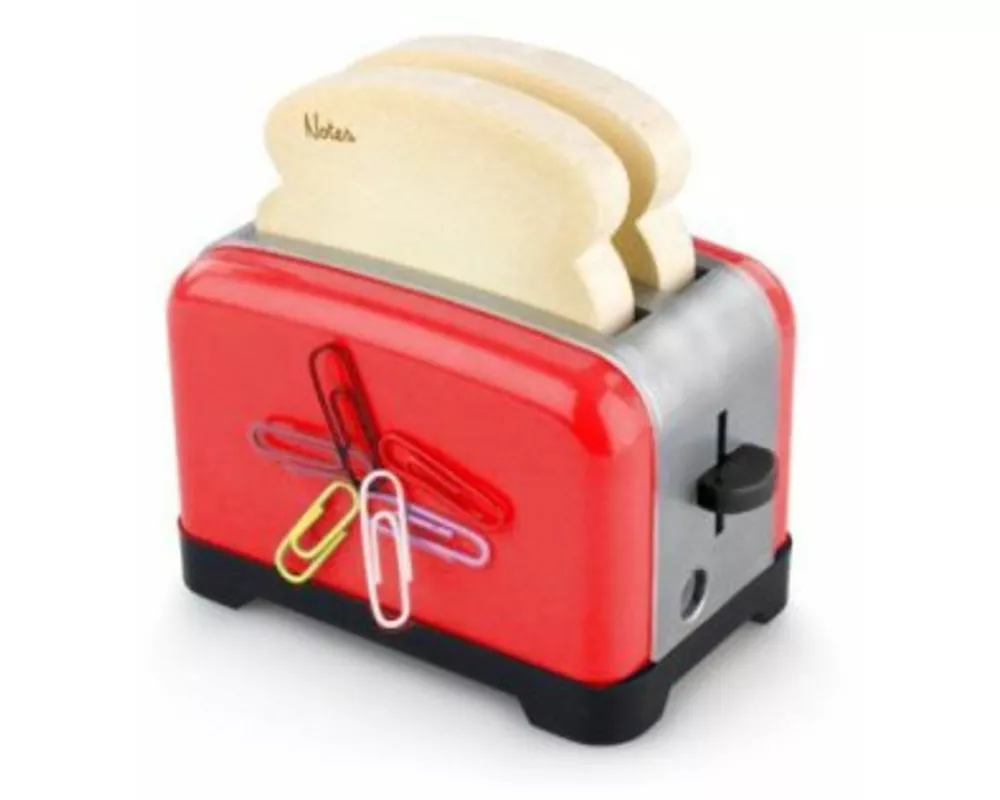 Der ultimative Office Toaster - Desktop Organizer mit Spitzer - Haftnotizen Halter - Stifthalter mit Magnetteil - Neuheit Notizblock Spender - Fun Mem