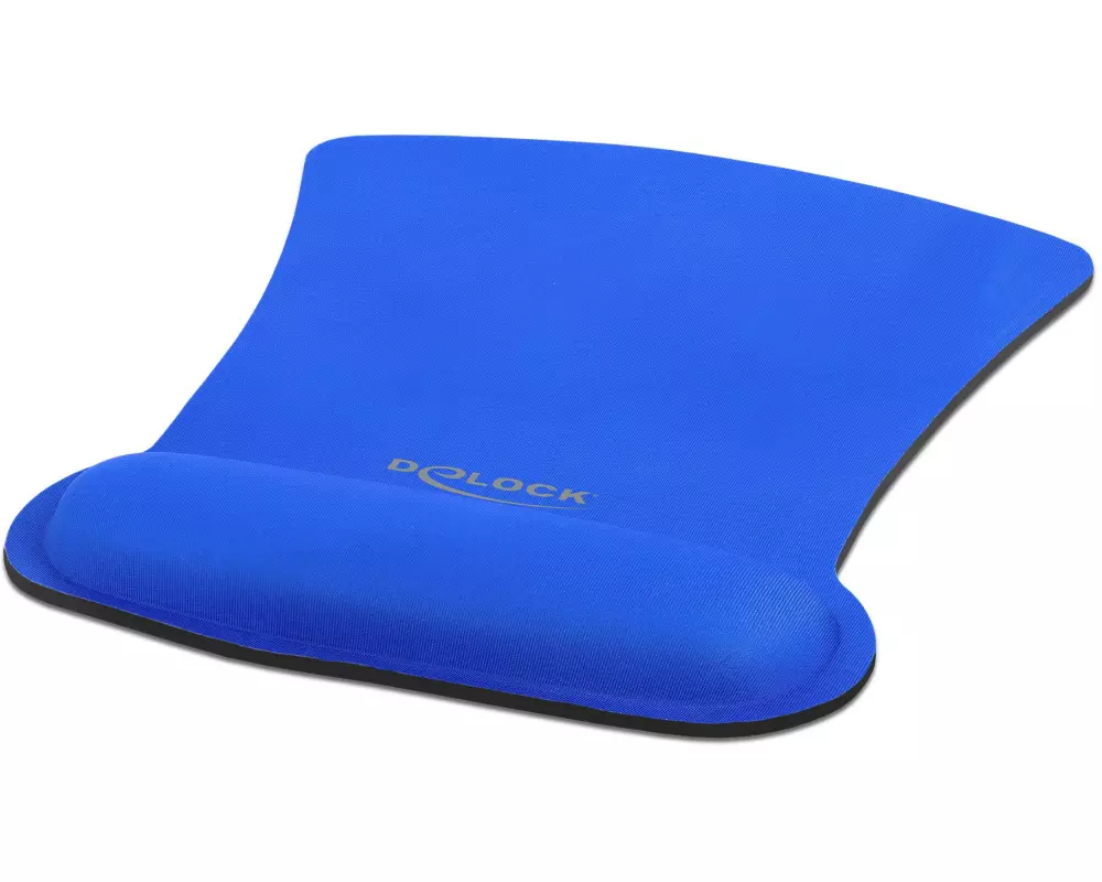 Delock Ergonomische Mausmatte mit Handballenauflage, blau Blau