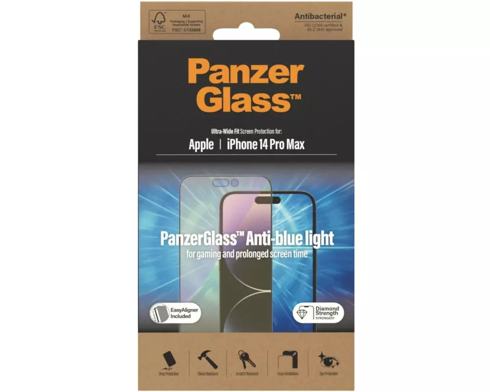 Panzerglass Displayschutz Ultra Wide Anti Bluelight iPhone 14 Pro Max