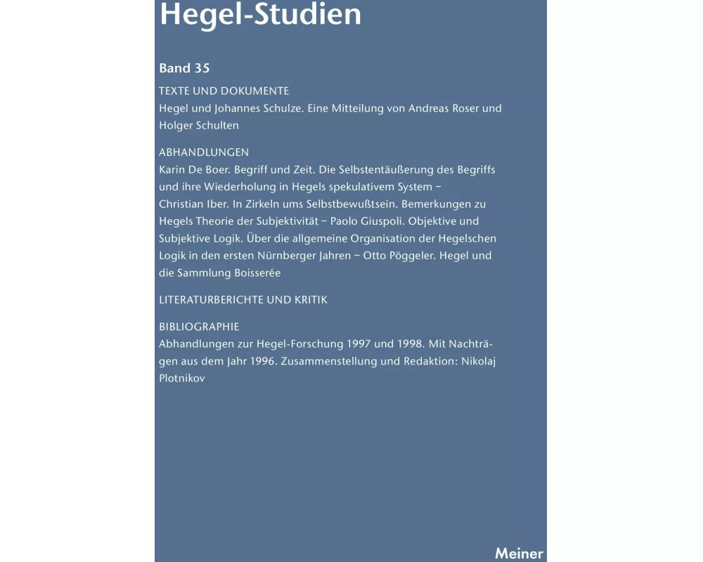 Hegel-Studien / Hegel-Studien Band 35 (2000)