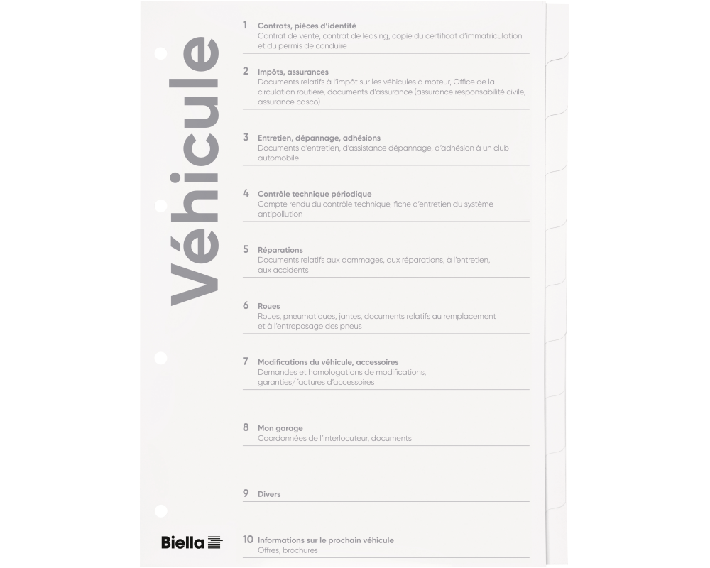 BIELLA Register Karton Expert A4 465011291U Fahrzeug FR 10-teilig