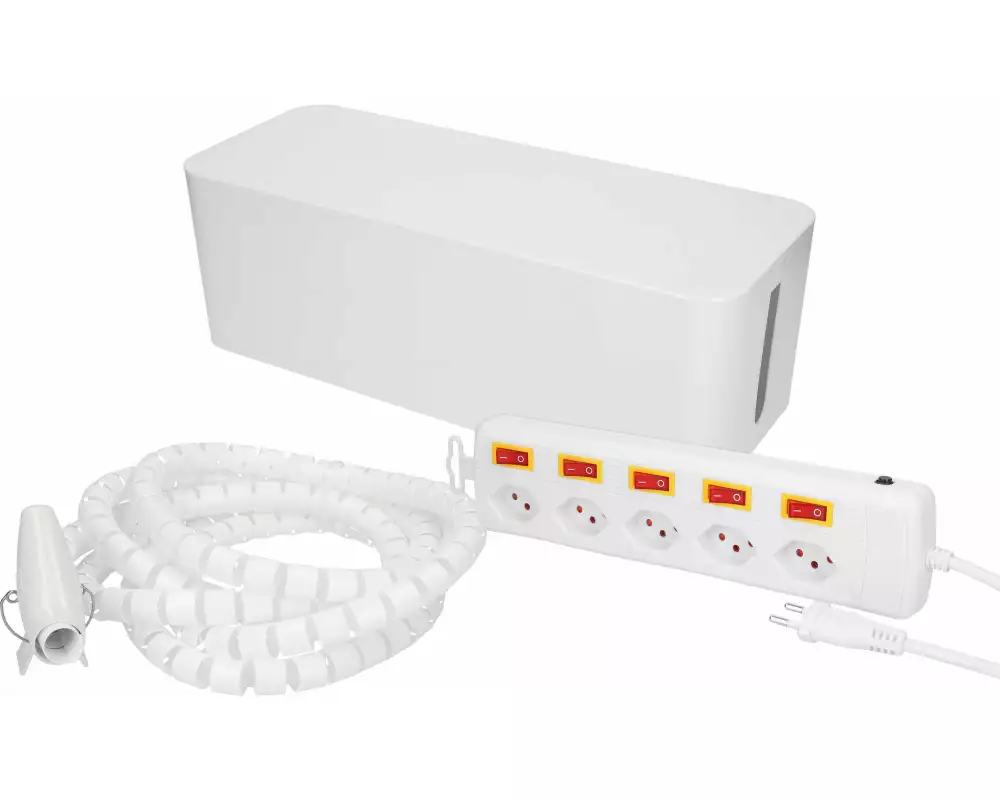 Max Hauri Kabelbox mit Multi-Switch Steckerleiste 5x T13 Weiss