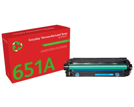 Everyday Cyan Remanufactured Toner by compatible with HP 651A 650A 307A (CE341A/CE271A/CE741A), Standard capacity. Black toner page yield: 16000 pages, Colour toner page yield: 16000 pages, Printing colours: Cyan, Quantity per pack: 1 pc(s)