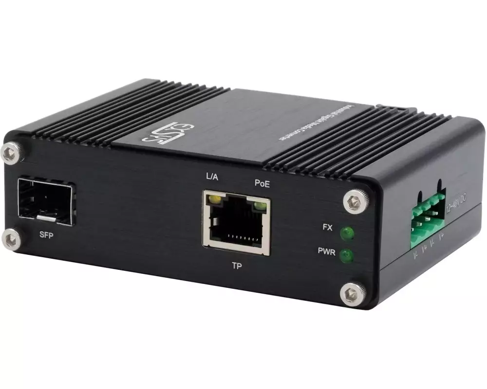 Exsys Medienkonverter EX-60340, 60W, SFP, mit PoE+