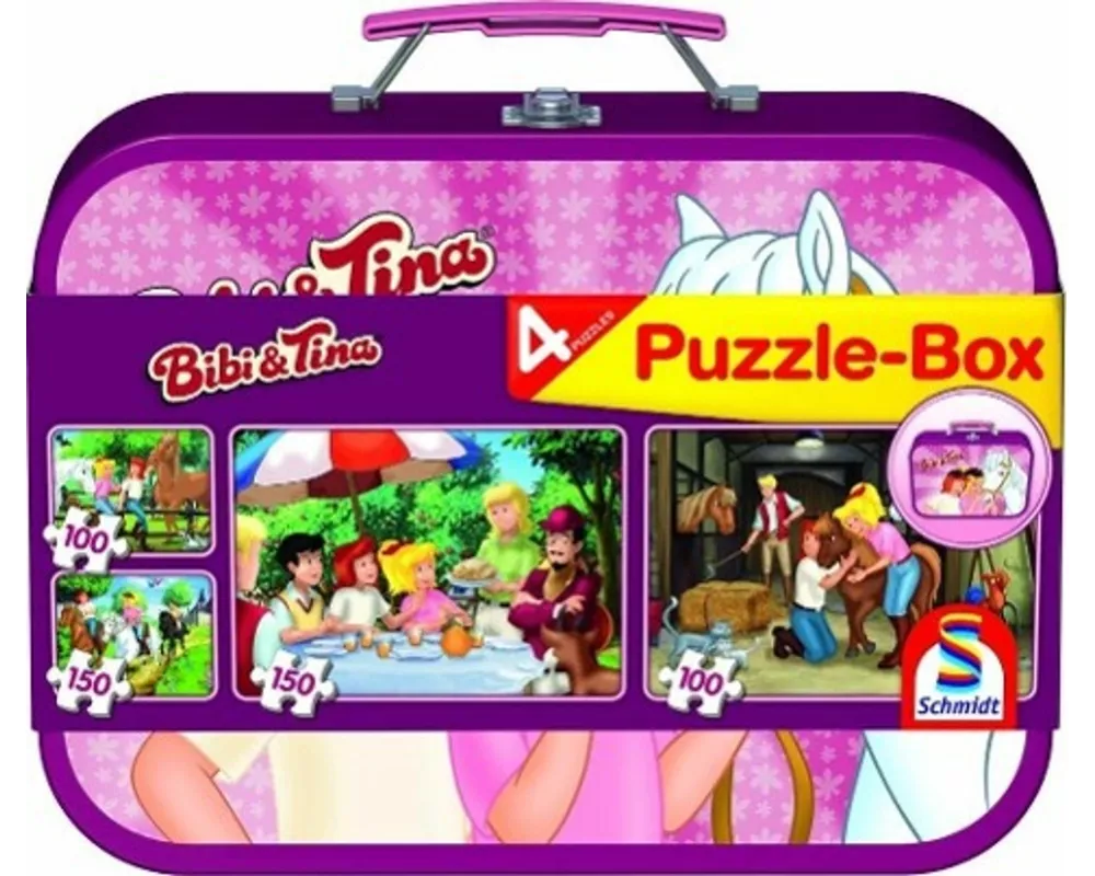 Bibi & Tina, 2 x 100, 2 x 150 Puzzle Teile im Metallkoffer