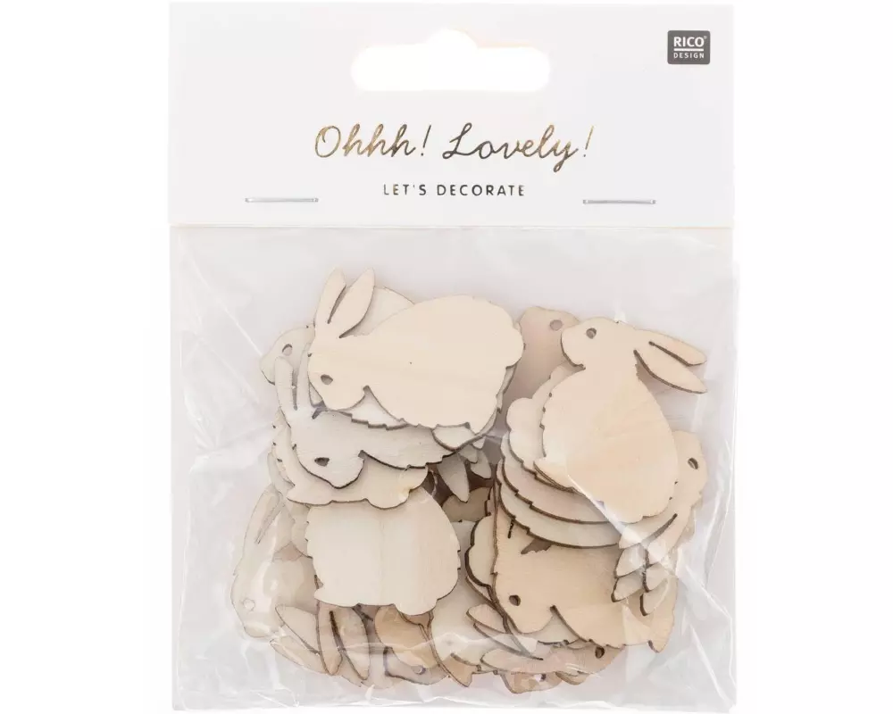 Rico Design Streudeko Hase gross 24 Stück, Nature