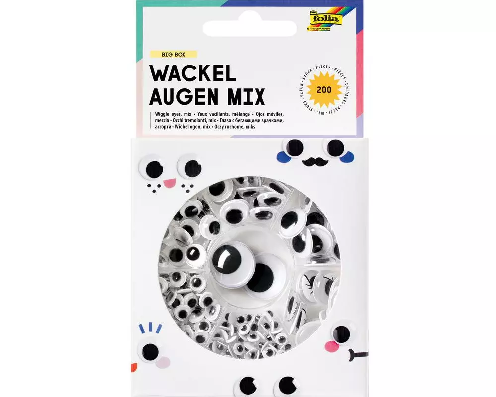 Folia Wackelaugen, sieben Versionen, 200 Stück